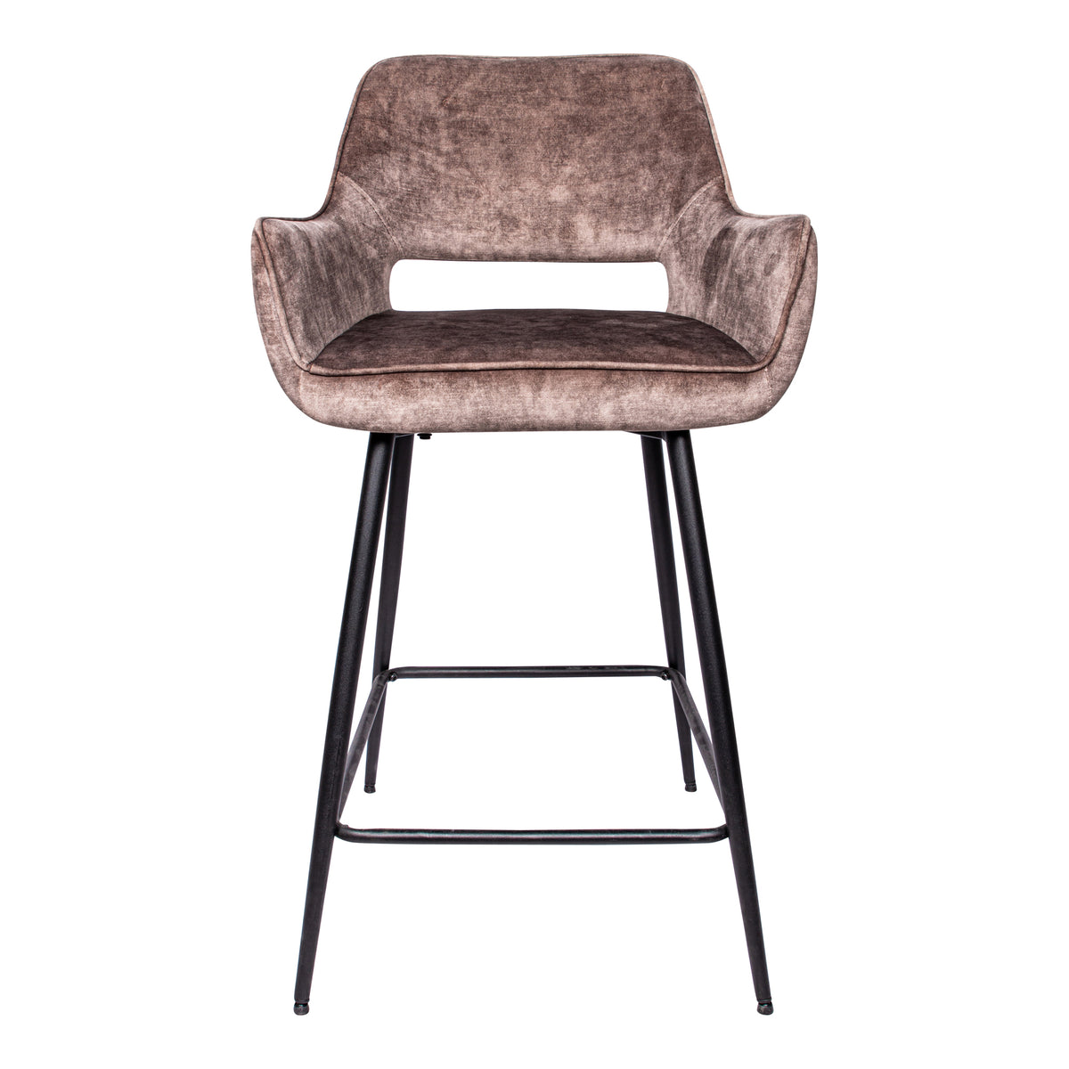 Barstol Fal Low Velvet Brun Sæt med 2 PTMD