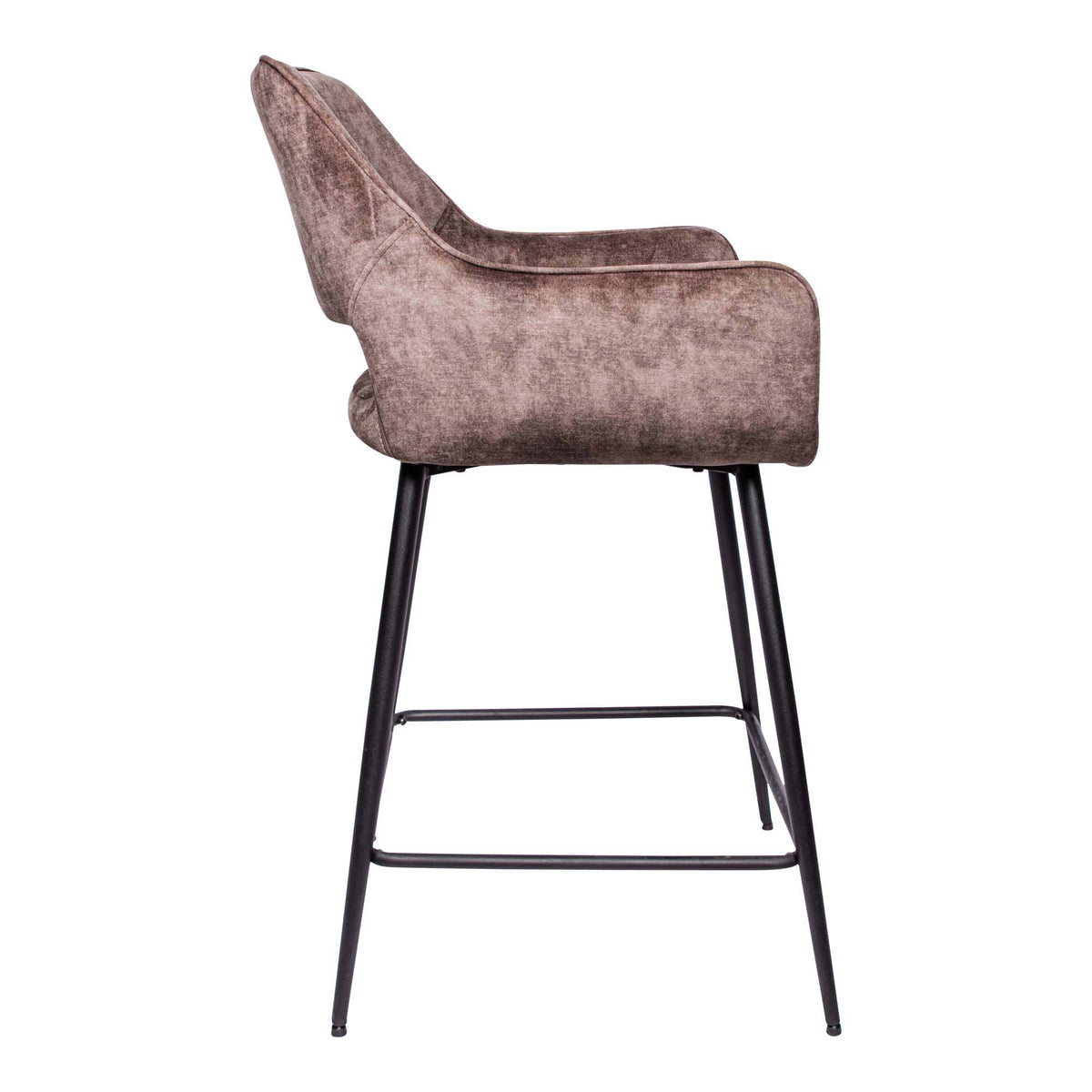 Barstol Fal Low Velvet Brun Sæt med 2 PTMD