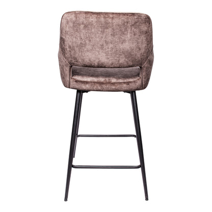 Barstol Fal Low Velvet Brun Sæt med 2 PTMD