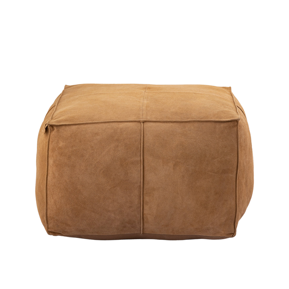 Marieke Camel pouf i ruskind firkantet PTMD