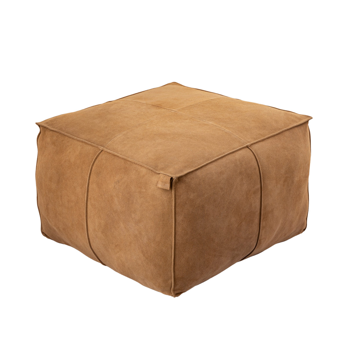 Marieke Camel pouf i ruskind firkantet PTMD