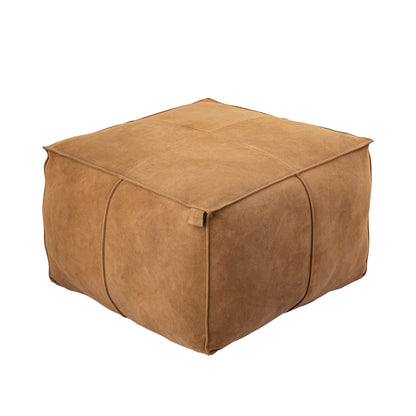 Marieke Camel pouf i ruskind firkantet PTMD