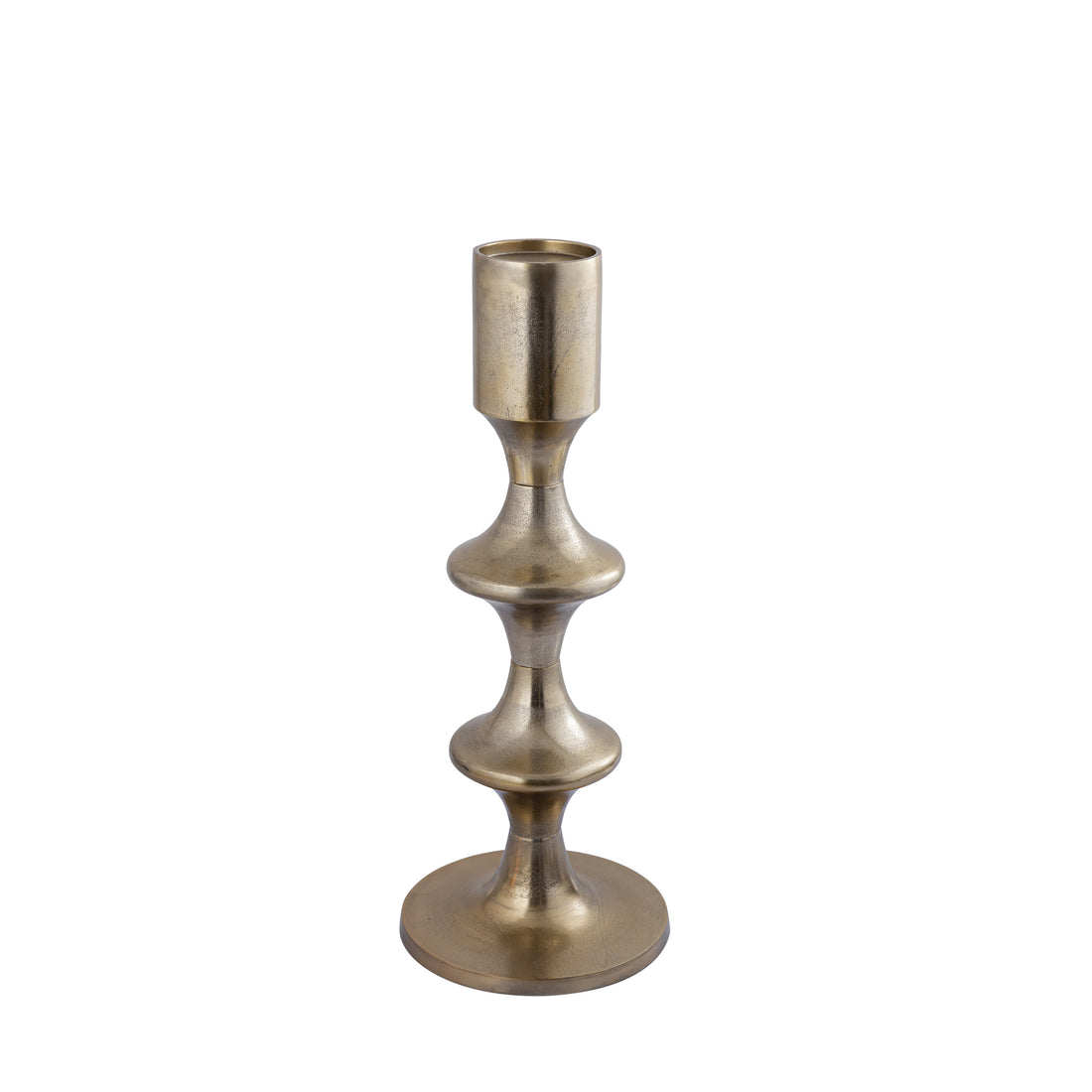 Taika Gold rund lysestage i aluminium, lav, H73 cm PTMD