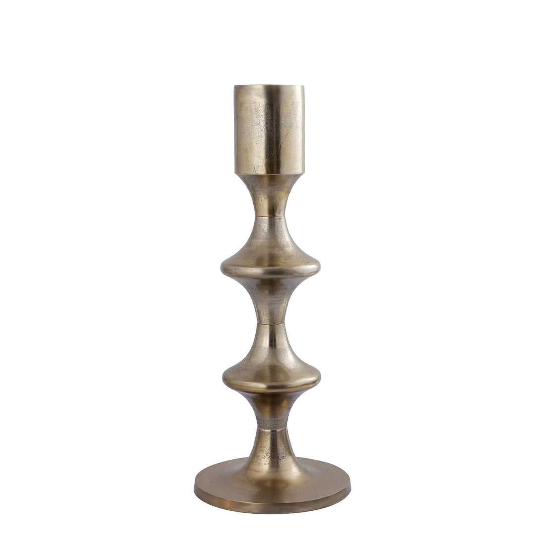 Taika Gold rund lysestage i aluminium, lav, H73 cm PTMD