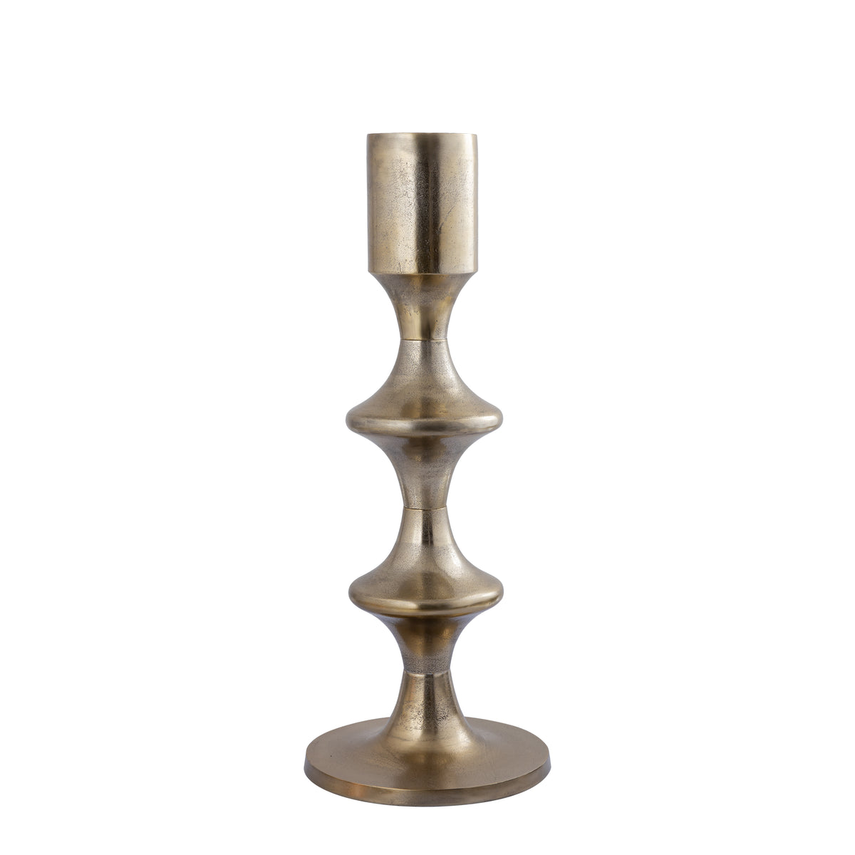 Taika Gold rund lysestage i aluminium, lav, H73 cm PTMD