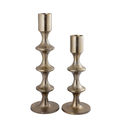 Taika Gold rund lysestage i aluminium, lav, H73 cm PTMD
