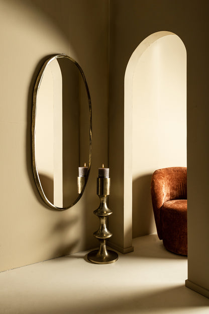 Taika Gold rund lysestage i aluminium, lav, H73 cm PTMD