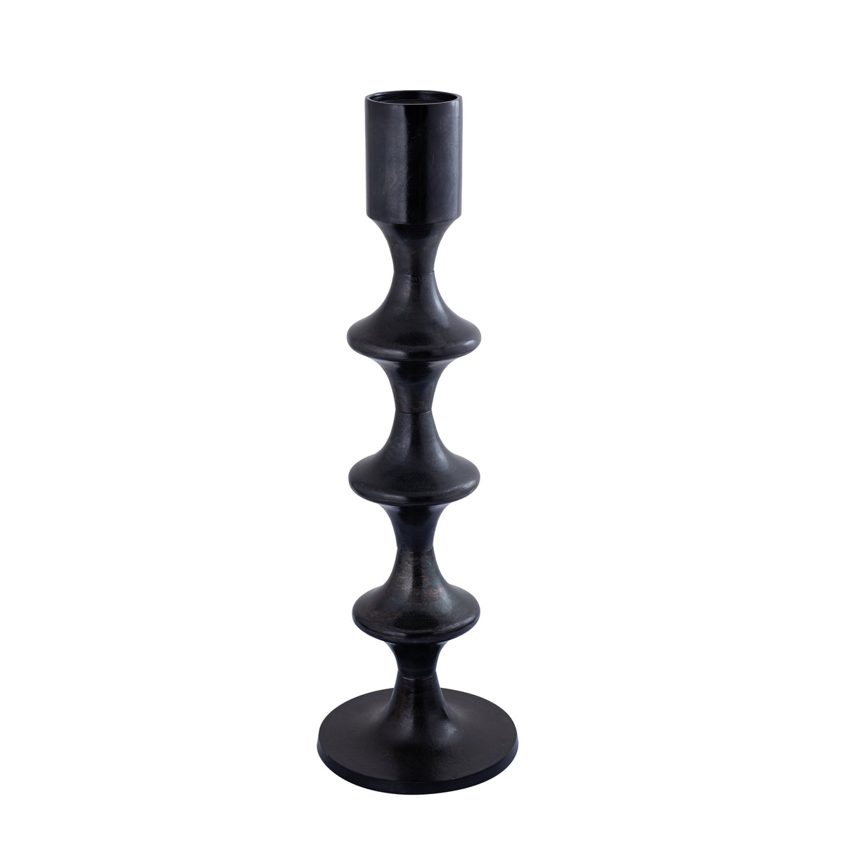 Taika Black rund lysestage i aluminium tabs H92 cm PTMD