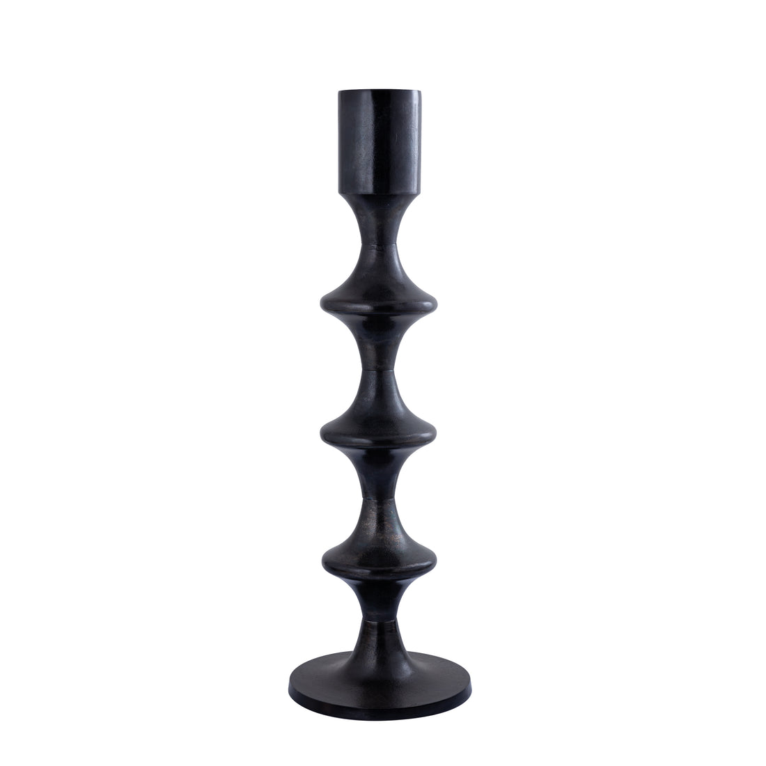 Taika Black rund lysestage i aluminium tabs H92 cm PTMD