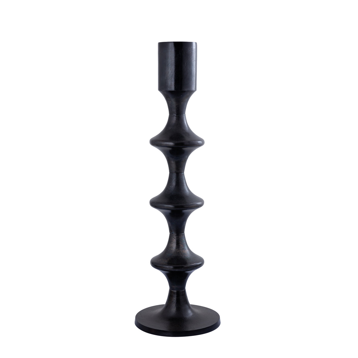 Taika Black rund lysestage i aluminium tabs H92 cm PTMD