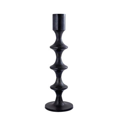 Taika Black rund lysestage i aluminium tabs H92 cm PTMD