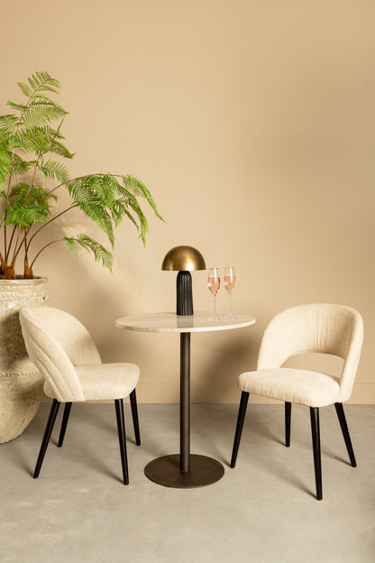 Plaza Bistrobord Rundt Hvid Marmor Taupe Stel PTMD