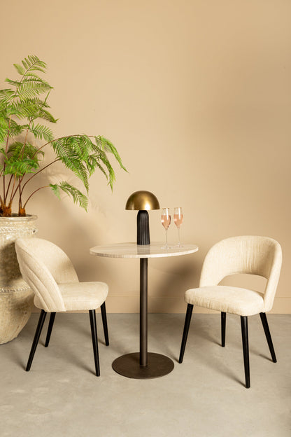 Plaza Bistrobord Rundt Hvid Marmor Taupe Stel PTMD