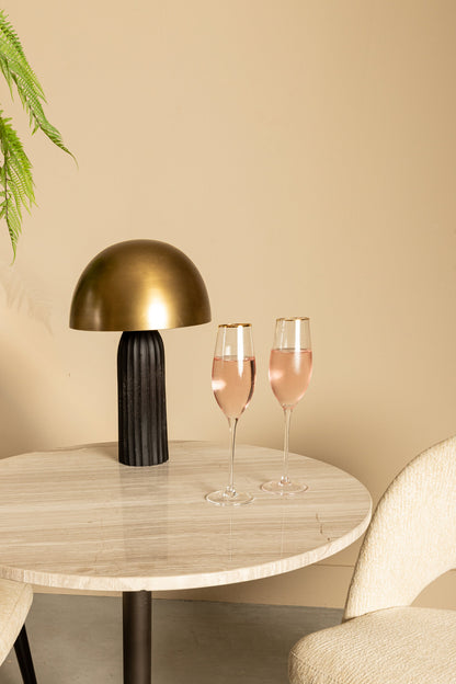 Plaza Bistrobord Rundt Hvid Marmor Taupe Stel PTMD