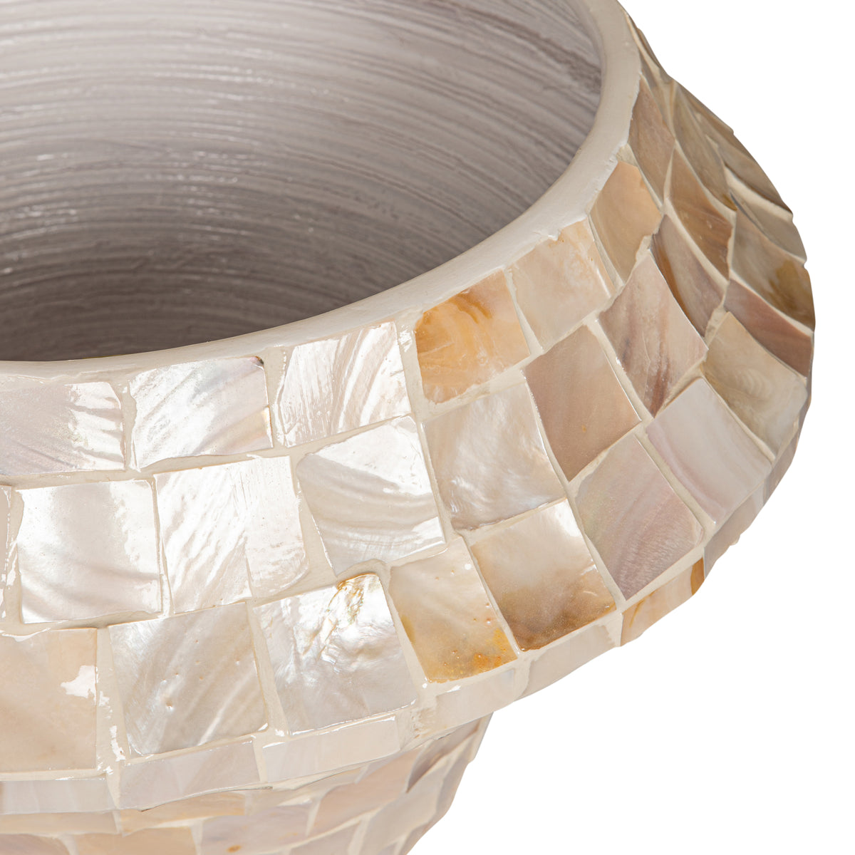 Daven Cream Poly Shell Bambus Pot Rund Lav Medium PTMD