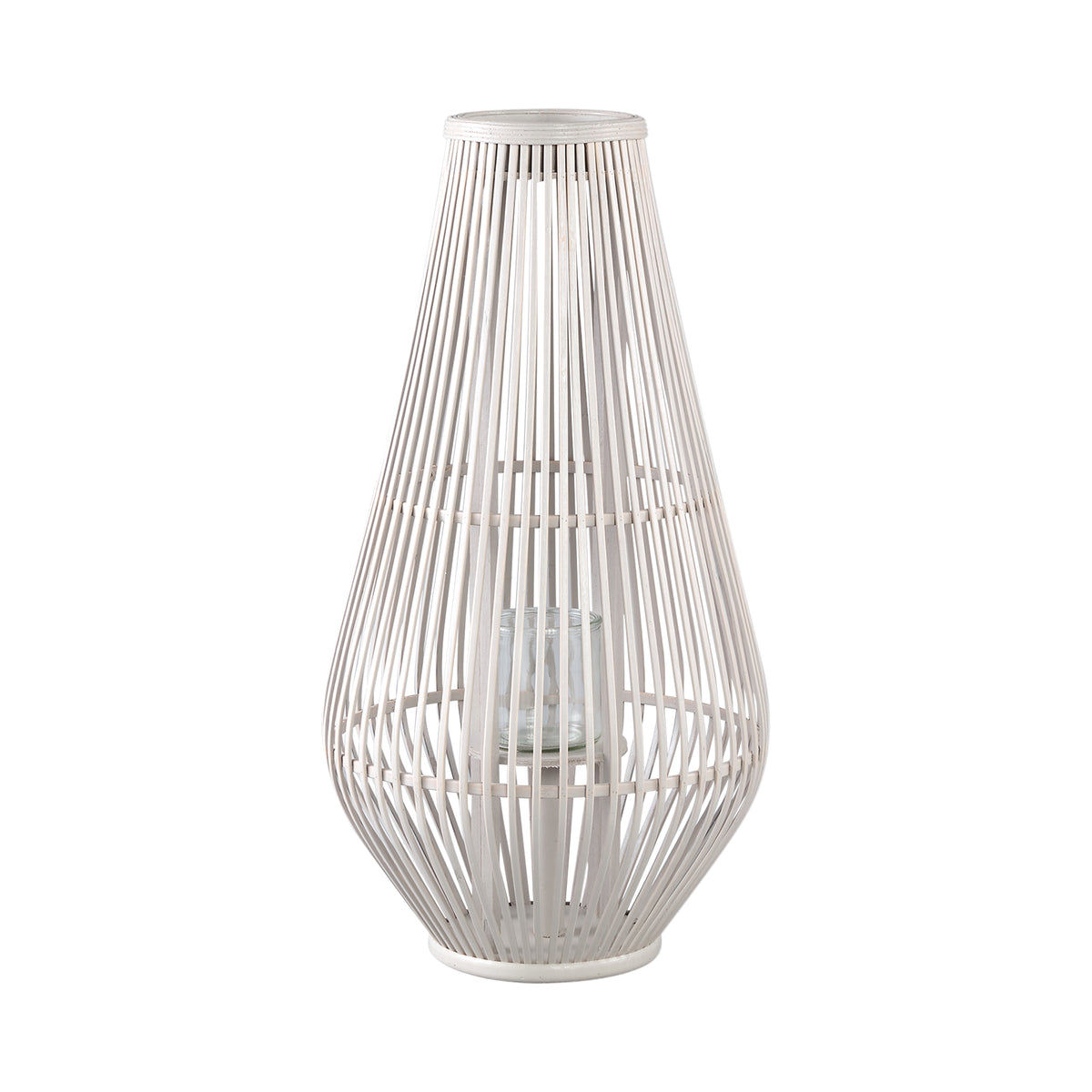 Lygte Lysia L- 35x35x68 cm - Glas - Hvid PTMD