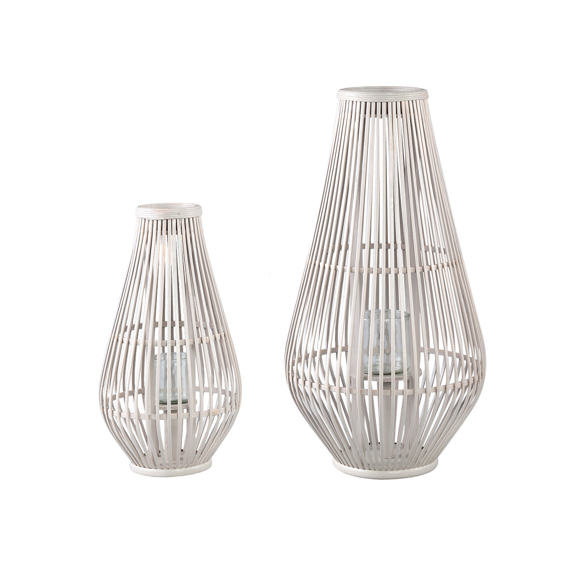 Lygte Lysia L- 35x35x68 cm - Glas - Hvid PTMD