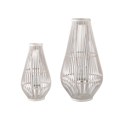 Lygte Lysia L- 35x35x68 cm - Glas - Hvid PTMD