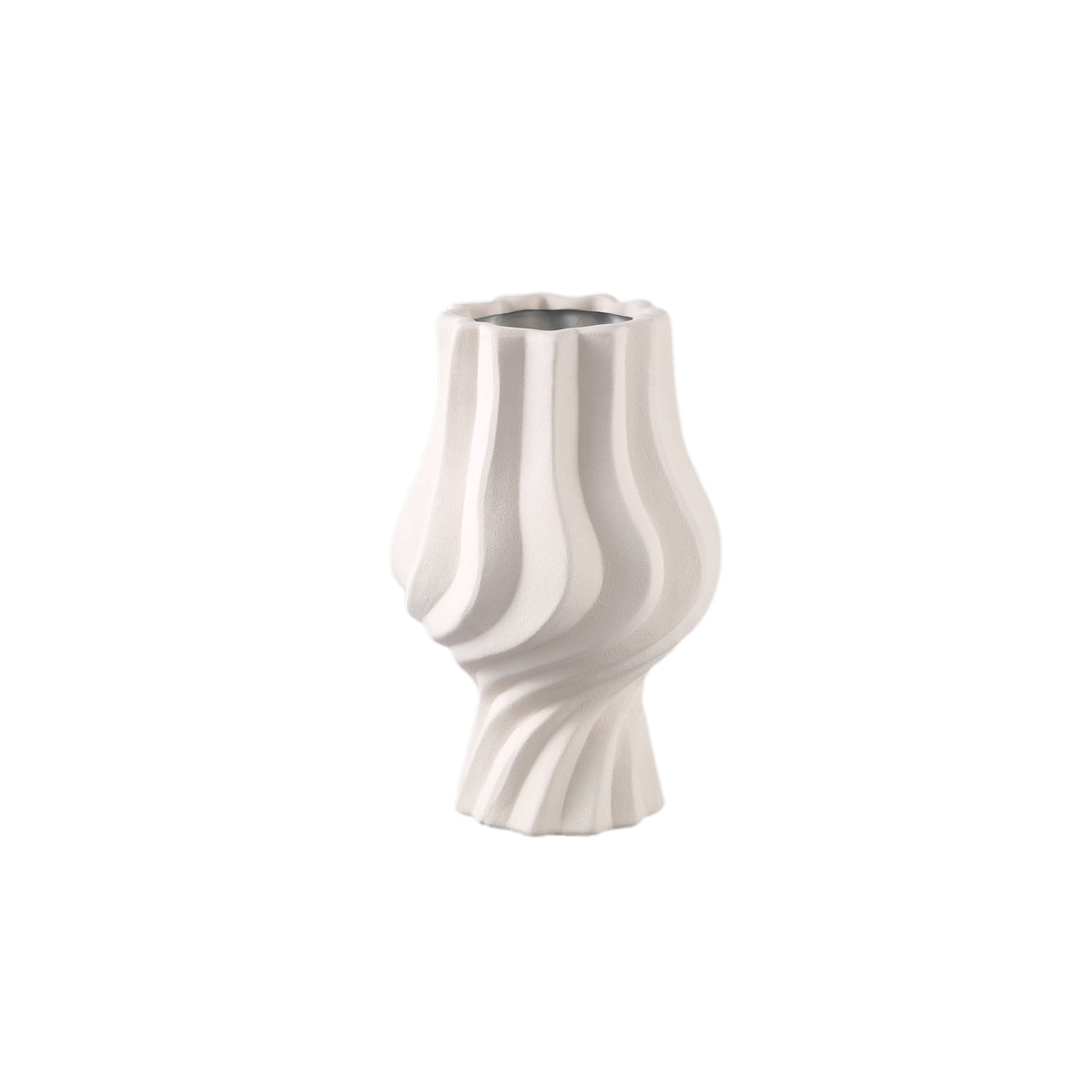 Clair Cream Ceramic Swirl Vase Small PTMD