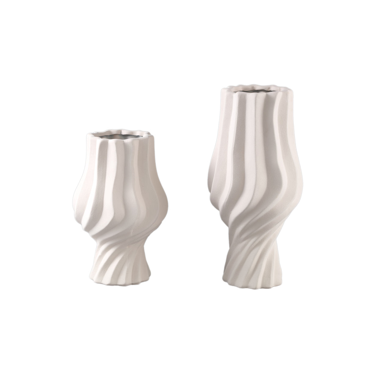 Clair Cream Ceramic Swirl Vase Small PTMD