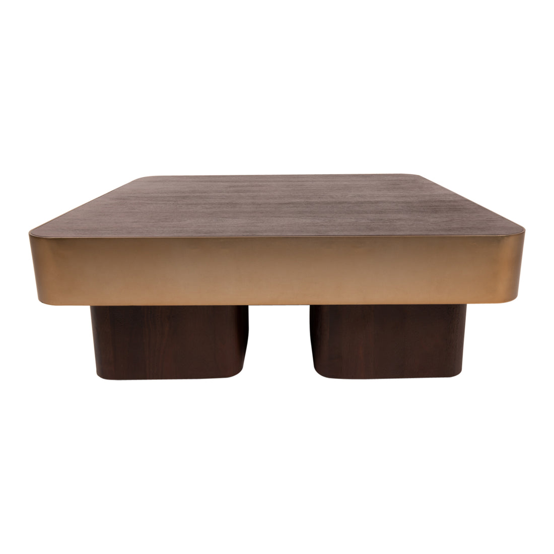 Warren sofabord 90x90x31 brunt træ guldmetal PTMD