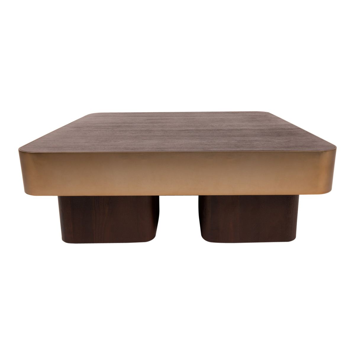 Warren sofabord 90x90x31 brunt træ guldmetal PTMD