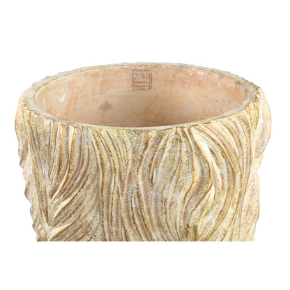 Alexio Cream rund cementkrukke med bølgede linjer, lav, XXL Ø40 cm x H40 cm PTMD