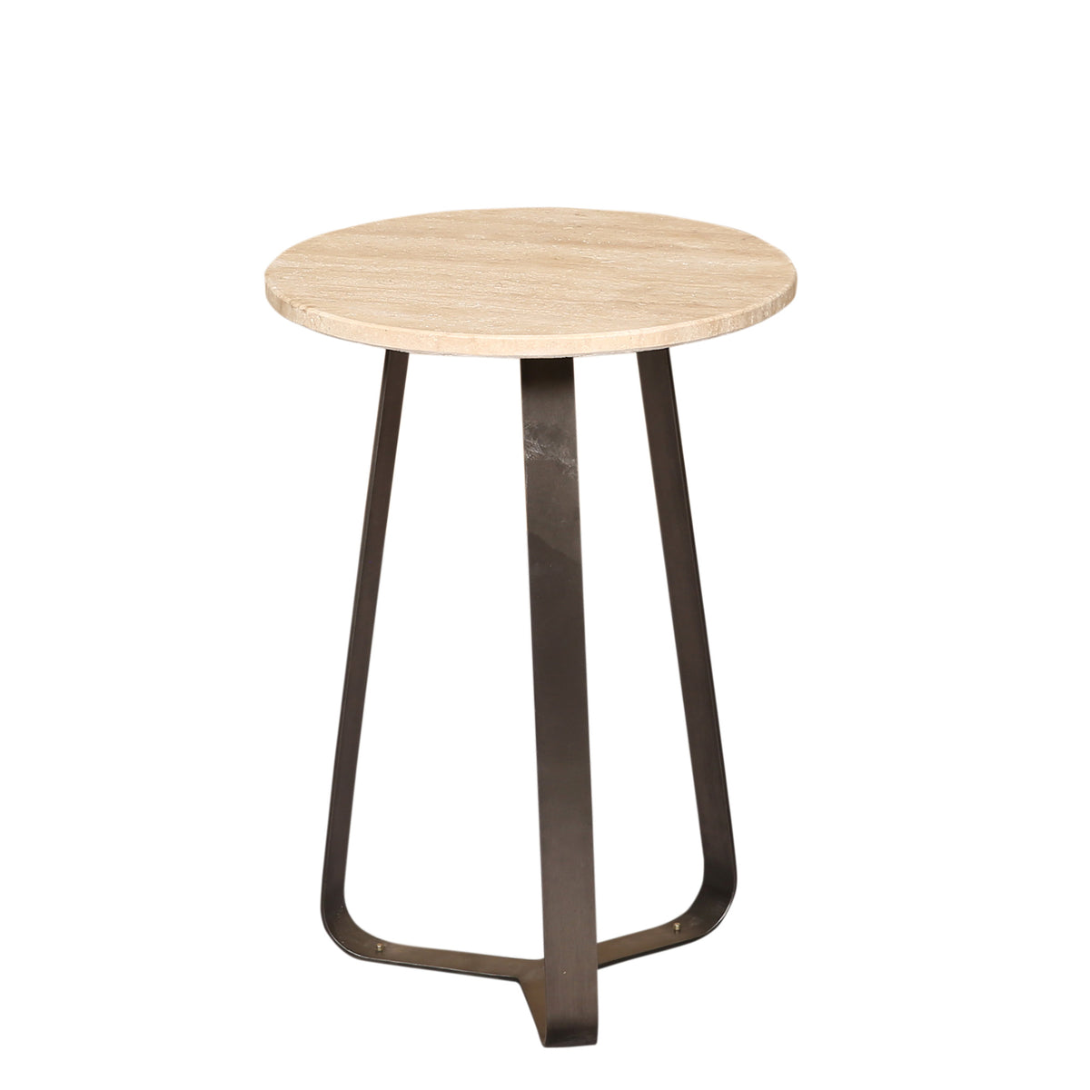 Sidebord Micka, sort travertin, rund, small, PTMD