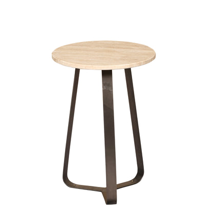Sidebord Micka, sort travertin, rund, small, PTMD