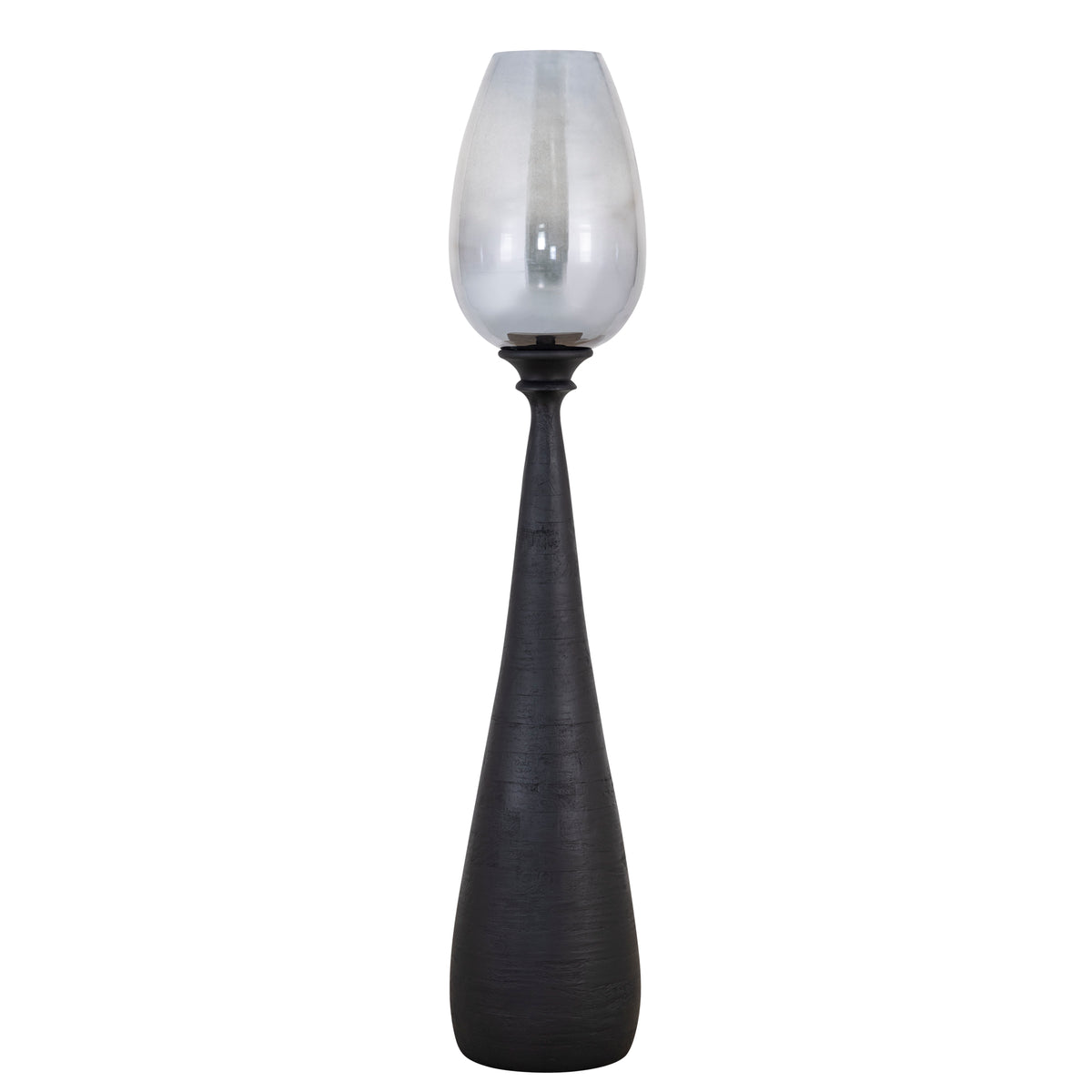 Midi-mangotræ, stormlys, røgfarvet glas, sort, stor, PTMD