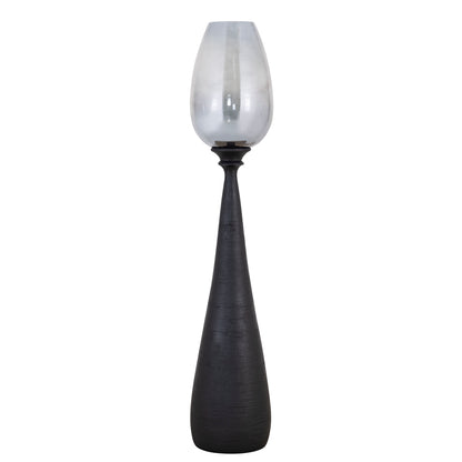 Midi-mangotræ, stormlys, røgfarvet glas, sort, stor, PTMD