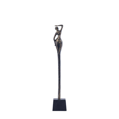Ciwan kvindestatue i antik messingfarvet aluminium, støbt, B, PTMD