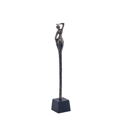 Ciwan kvindestatue i antik messingfarvet aluminium, støbt, B, PTMD