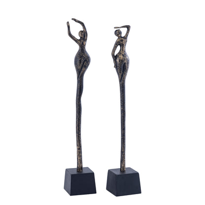 Ciwan kvindestatue i antik messingfarvet aluminium, støbt, B, PTMD
