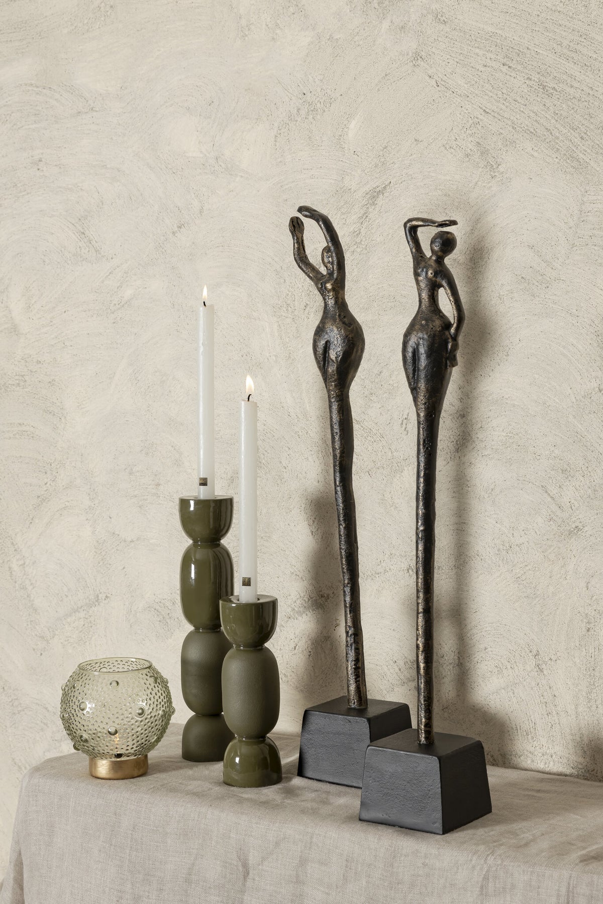 Ciwan kvindestatue i antik messingfarvet aluminium, støbt, B, PTMD