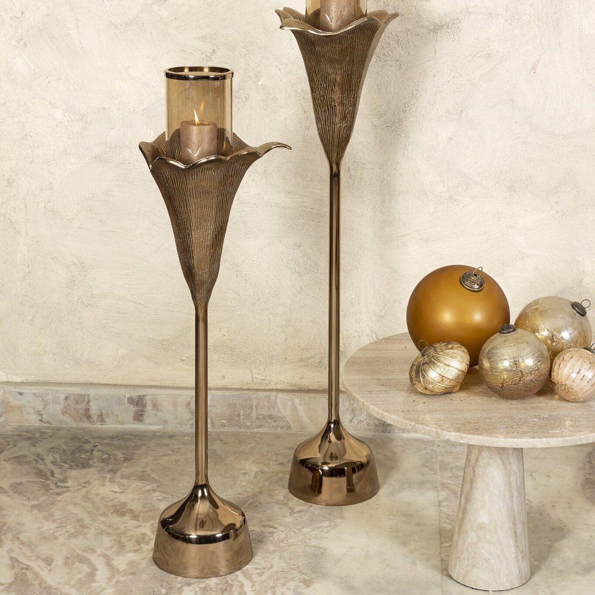 Lanterne Kourtney blomsterformet støbt aluminium bronze PTMD