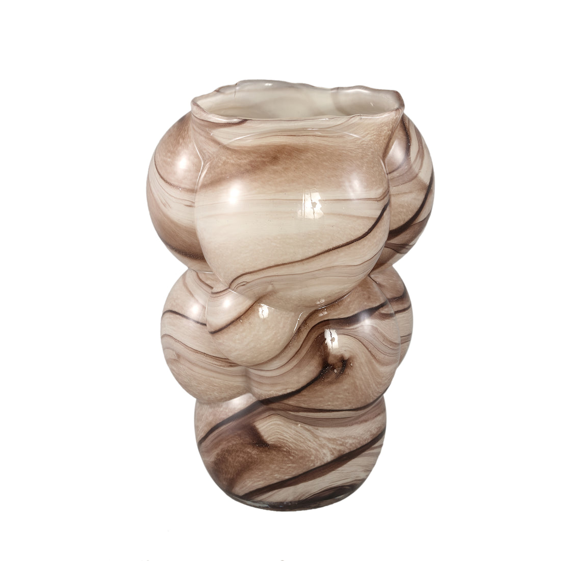 Arenda Cream Solid glasvase med marmorfinish, løgformet, stor PTMD