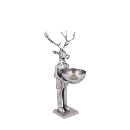 Rensdyrfigur med skål, gunmetal, 109 cm, small PTMD