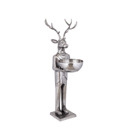 Rensdyrfigur med skål, gunmetal, 155 cm, medium, PTMD