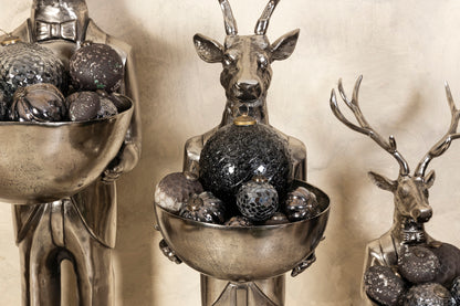 Rensdyrfigur med skål, gunmetal, 155 cm, medium, PTMD