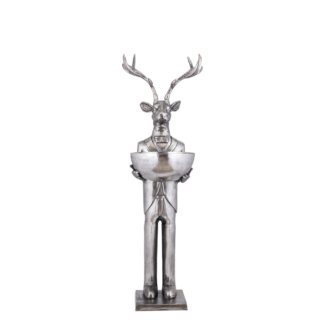 Rensdyrfigur med skål, gunmetal, 155 cm, medium, PTMD