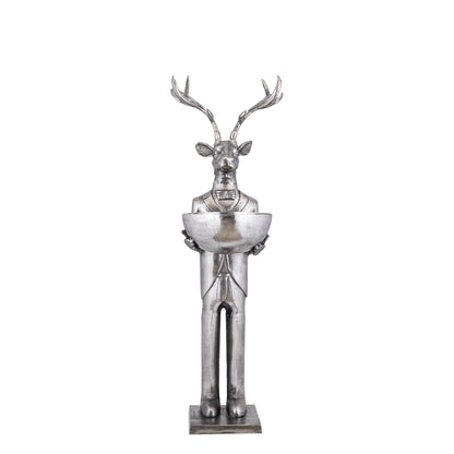 Rensdyrfigur med skål, gunmetal, 155 cm, medium, PTMD