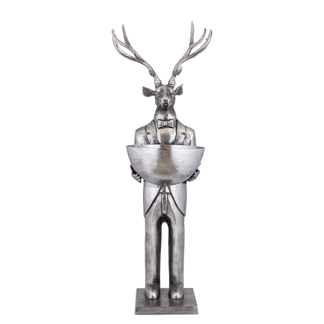 Rensdyrskulptur med skål, gunmetal, 192 cm, large, PTMD