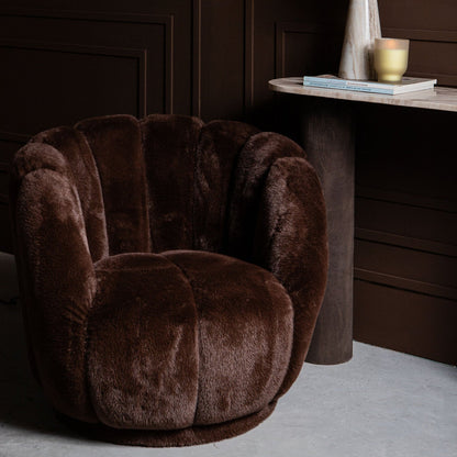 Furia Dark Brown lænestol, pels, PTMD