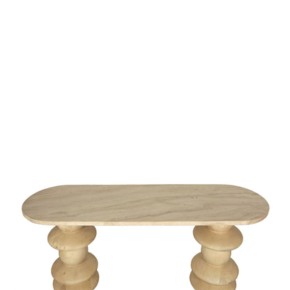 Sidebord Callain naturfarvet mangotræ marmor oval PTMD