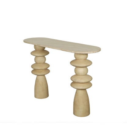 Sidebord Callain naturfarvet mangotræ marmor oval PTMD