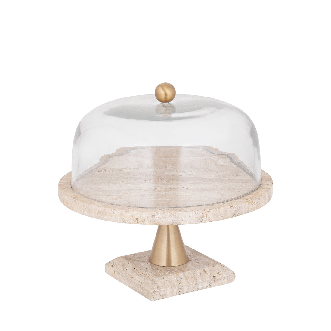 Kagefad Lyron Natur Travertine Rundt Glas Bell Large PTMD