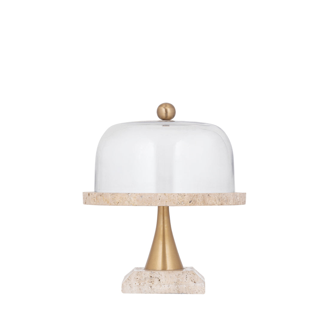 Kagefad Lyron Naturfarvet Travertin Rundt Glas Bell Small PTMD