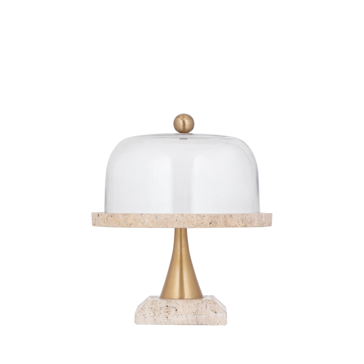 Kagefad Lyron Naturfarvet Travertin Rundt Glas Bell Small PTMD