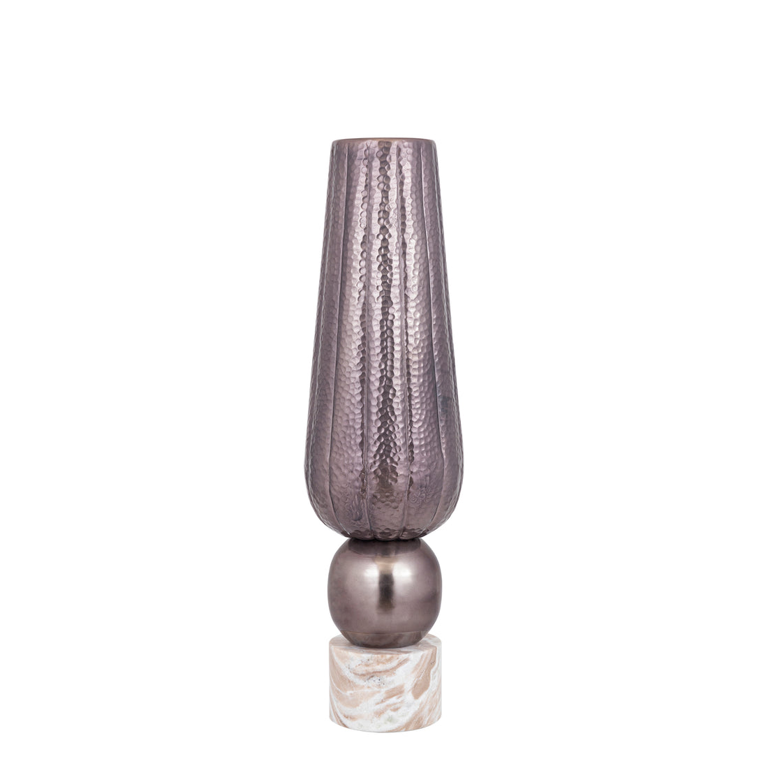 Marive vase i bronze aluminium på rund marmorfod, Ø 20 x H 76 cm, PTMD